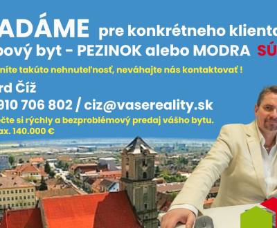 Na kúpu 2-izbový byt, Pezinok, Modra, Súrne