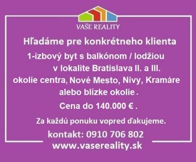 Na kúpu 1-izbový byt s balkónom / lodžiou, Nivy, Kramáre, Nové Mesto