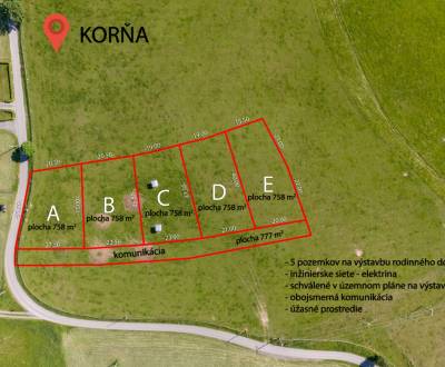 Stavebný pozemok - rodinný dom - obec Korňa