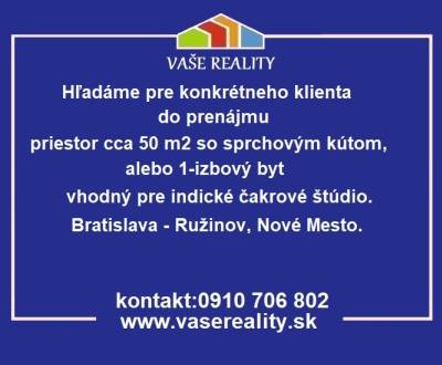 Hľadáme do prenájmu priestor, alebo 1-izbový byt, Bratislava