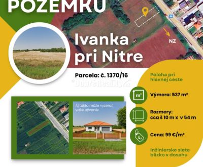 Stavebný pozemok na predaj – Ivanka pri Nitre (537 m²) | MHD, IS, rovi