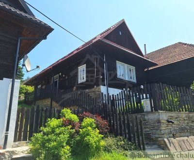 Romantická drevenica s garážou, upraveným pozemkom a terasou na posede