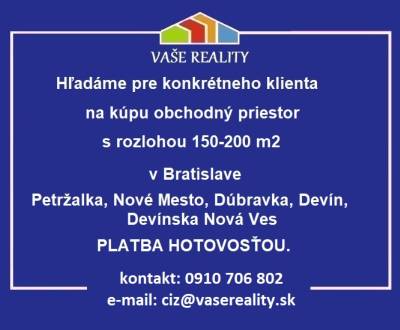 Na kúpu obchodný priestor, Bratislava, cca 200 m², hotovosť