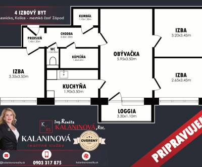 REZERVOVANÉ:  PREDAJ  4 – izbový byt,  Košice-Terasa, ul. Lesnícka