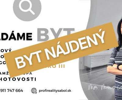 Hľadáme 3-izbový byt v Prešove - byt nájdený