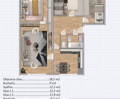 4 IZB. BYT S LODŽIOU, PIVNICOU NA REKONŠTRUKCIU - GELNICKÁ, RAČA 