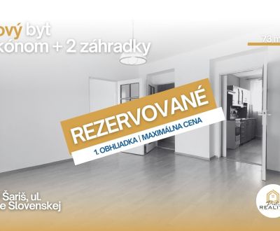 REZERVOVANÝ | 2-izb. byt 73 m² (s balkónom, pivnice) V. Šariš