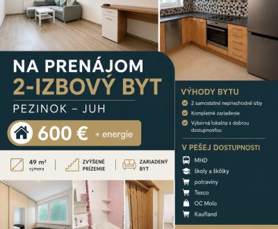 Na prenájom zariadený 2izbový byt Pezinok Juh