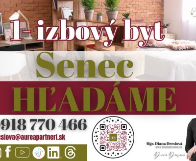 KÚPA 1-IZB BYT alebo garsónka Senec pre záujemcov z obhliadok