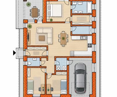 Novostavba 4-izbového bungalovu s garážou - Trenčianske Jastrabie