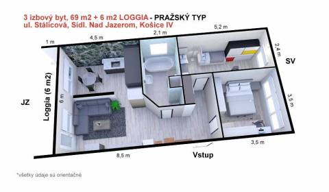 VIDEO OBHLIADKA - Veľký, 75 m2, 3 izb. byt, 6/7p., PRAŽSKÝ TYP