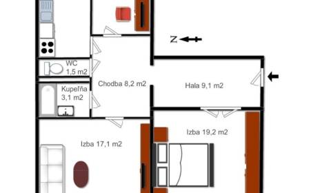 VEĽKÝ 3 IZB. BYT - 2 x LOGGIA, PIVNICA - ROVNIANKOVÁ, PETRŽALKA