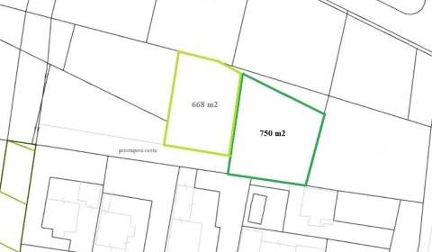 Stavebné pozemky, 668 m2 a 750 m2, Košťany nad Turcom