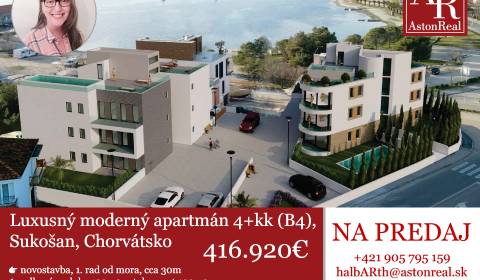 Luxusný appt. (B4) 4+kk, 109m2, 1.p., 2 x balkón, Sukošan, Chorvátsko