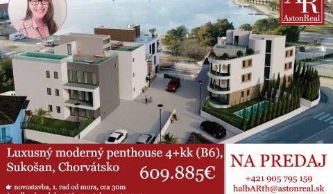 Luxusný penthouse (B6) 4+kk, 111m2, strešný bazén, Sukošan, Chorvátsko