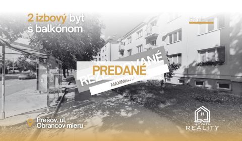 PREDANÝ - 2i byt, 53 m², balkón, Obr. Mieru, sídl. II