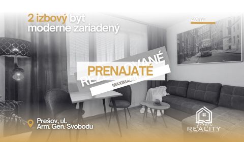 PRENAJATÝ | 2i BYT, MODERNE ZREKONŠTRUOVANÝ, ZARIADENÝ