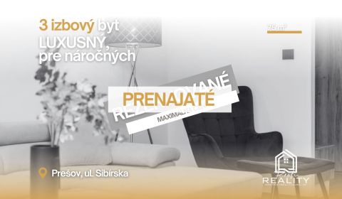 PRENAJATÝ | LUXUSNÝ, 3i byt pre NÁROČNÝCH s parkingom!