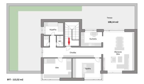 PREDAJ 3-izb. byt s terasou, 222 m2, Dunajská Lužná, fotovoltaika