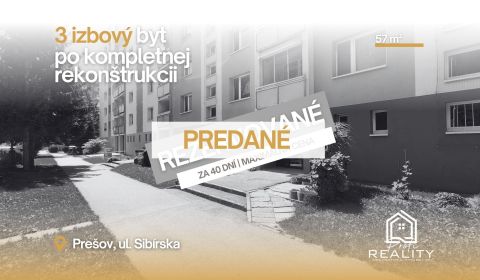 PREDANÝ | 3i BYT, kompl. rekonštrukcia, loggia, Sibírska 15