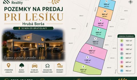 Stavebný pozemok so Znaleckým posudkom, Hrubá Borša, okres Senec