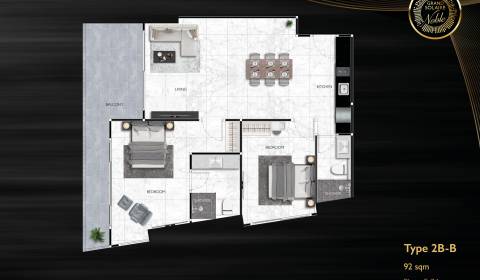 2 IZBOVÝ APARTMÁN 2B-B (2 SPÁLNE + 1 OBÝV. IZBA) GRAND SOLAIRE NOBLE
