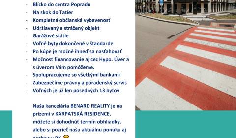 NA PREDAJ POSLEDNÉ 3 IZBOVÉ BYTY, KARPATSKÁ RESIDENCE, POPRAD 