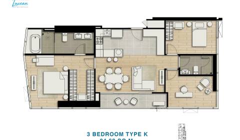 3-IZBOVÝ APARTMÁN K (3 SPÁLNE + 1 OBÝV. IZBA) SKYPARK LUCEAN PATTAYA