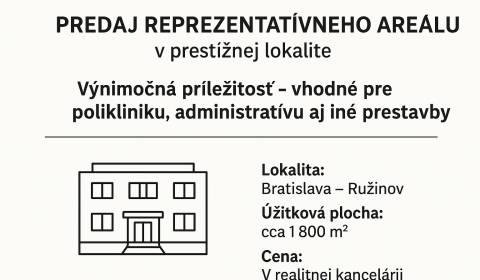 Predaj areálu v BA-Ružinov (klinika, administratívu a iné zariadenia)