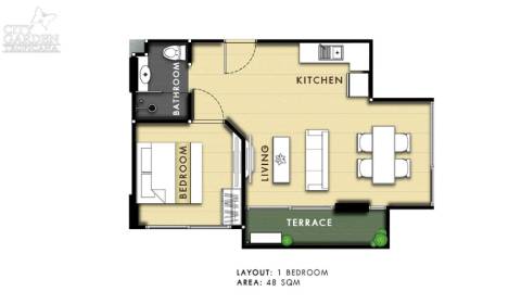 1 IZBOVÝ APARTMÁN (1 SPÁLŇA + 1 OBÝV. IZBA) CITY GARDEN TROPICANA