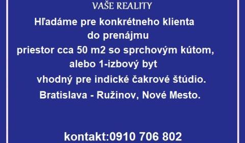 Hľadáme do prenájmu priestor, alebo 1-izbový byt, Bratislava