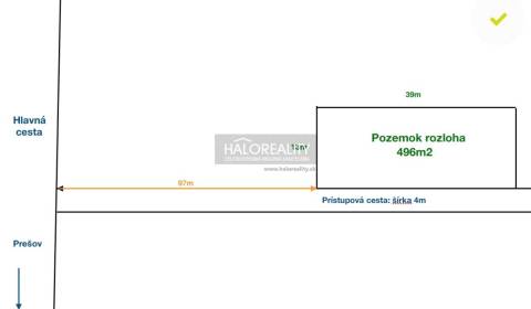 Predaj, pozemok pre rodinný dom   496 m2 Prešov