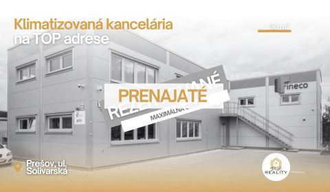 PRENAJATÉ | 50 m² Klimatizovaná kancelária na TOP adrese v Prešove