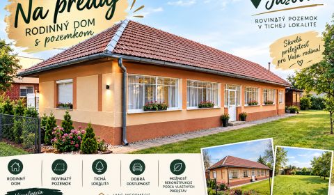 Na predaj rodinný vidiecky dom a stavebný pozemok v Jasovej