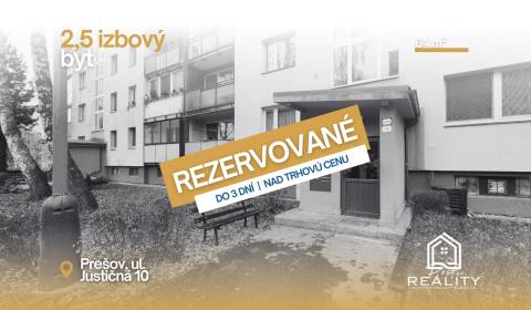REZERVOVANÝ | 2,5 izbový byt, 64 m², Justičná 10, Prešov
