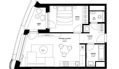 Prenájom 2-izb. byt, SKY PARK, 4. veža, Staré Mesto
