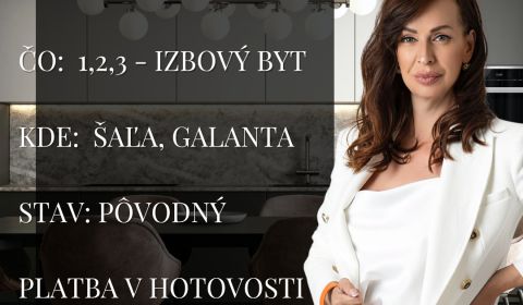 HĽADÁM 1,2,3- IZBOVÝ BYTY V PÔVODNOM VSTAVE ŠAĽA