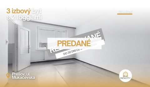 3 izbový byt 74 m² s 2 lodžiami v Prešove. REZERVOVANÉ