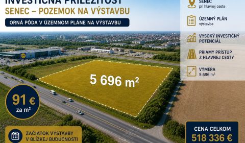 Investičný pozemok pri hlavnej ceste v Senci – územný plán na výstavbu
