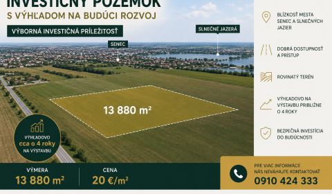 Investičný pozemok s výborným potenciálom pri Senci