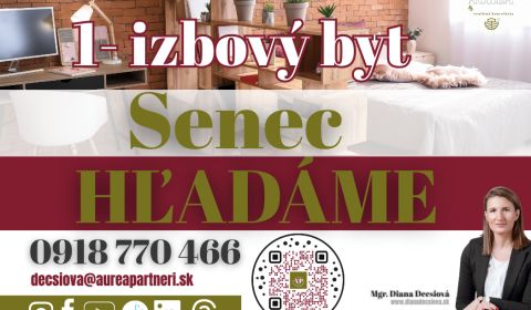 KÚPA 1-IZB BYT alebo garsónka Senec pre záujemcov z obhliadok