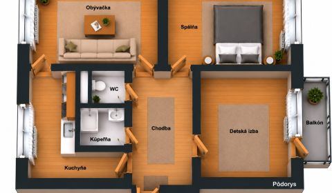 Na predaj 3 izbový byt s balkónom v Komárne 