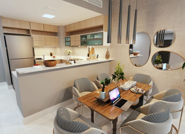 Predaj 4-izbového bytu (Type - A). Projekt Vista 3, Abu Dhabi - 2BR Type C Dining PERSPECTIVE View2.jpg