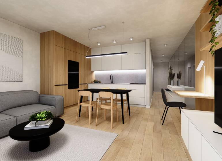 1 izbový byt 37,87 m2 na predaj novostavba vo výstavbe Martin Tomčany  - vizualizácia