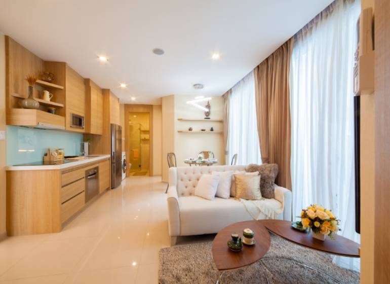 2 IZBOVÝ APARTMÁN A (2 SPÁLNE + 1 OBÝV. IZBA) CITY GARDEN OLYMPUS  - Elegantne zariadený 3-izbový byt s otvorenou kuchyňou a pohodlnou obývačkou.