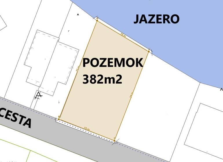  Pozemok pri jazere v Boldogu s výstavbou 4-izbového RD, Senec - Pozemok na bývanie pri jazere v Senci, rozloha 382 m², blízko cesty.