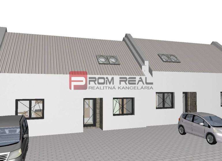 Stavebný pozemok so stavebným povolením a projektom na dvojdom - Vizualizácia dvojdomu so zaparkovanými autami, vhodné na pozemky - bývanie v Štefanovej.