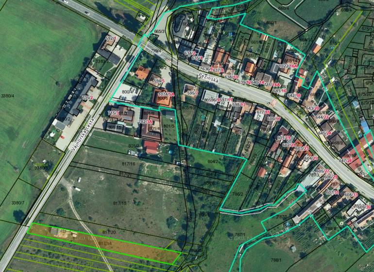 Na Predaj stavebný pozemok pre RD s potenciálom Slovensý Grob 2060m2 - Katastrálna mapa Pozemky - bývanie na Vajnorskej ceste v Slovenskom Grobe.