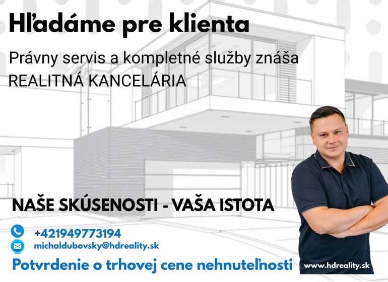 Kúpa rodinného domu, Dunajská Streda - Reklamný banner realitnej kancelárie ponúkajúcej právny servis a služby pre klientov.