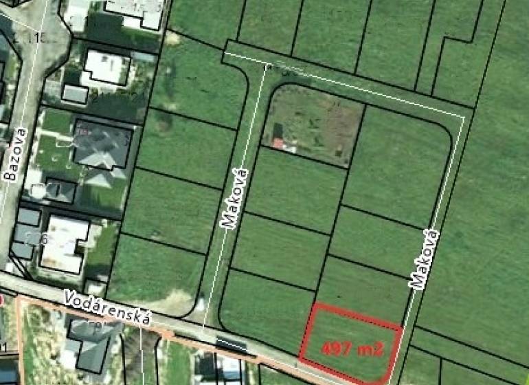 PREŠOV-ĽUBOTICE, LUKRATÍVNY POZEMOK, 497 m2, UL. VODÁRENSKÁ  - Pozemky na predaj na Vodárenskej ulici v Ľuboticiach, rozloha 497 m².